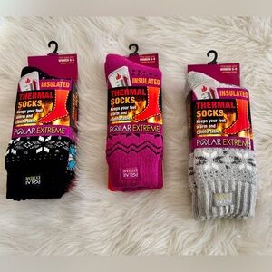 Polar Extreme Women's Thermal Socks - Black, Pink, Gray